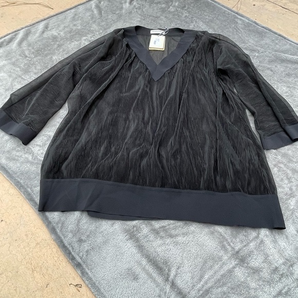 Chiara Boni black sheer made in Italy Long sleeve blouse SZ 12 NWT! - Picture 1 of 4